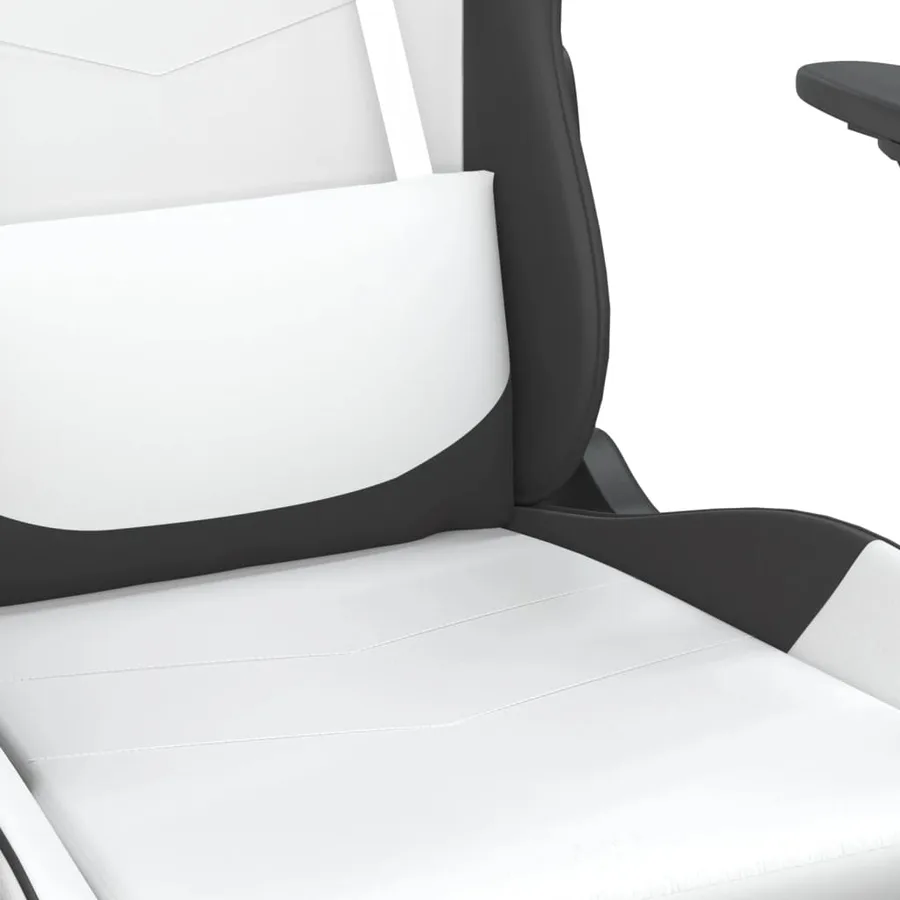 Chaise de jeu de massage Blanc et noir Similicuir - 8