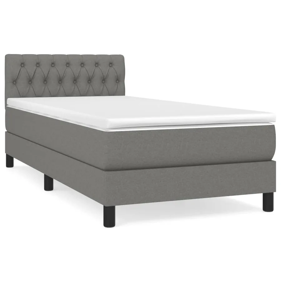 Sommier à lattes de lit avec matelas Gris foncé 100x200cm Tissu - 2