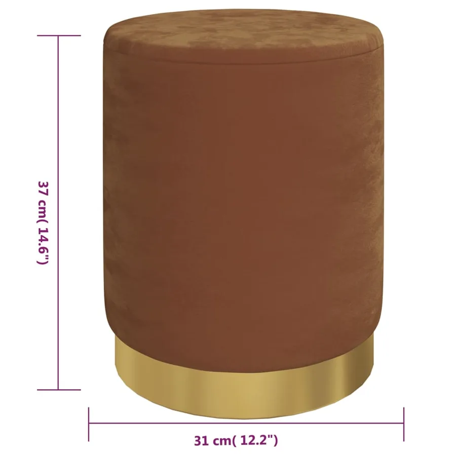 Tabouret de rangement rond Marron Velours 31 x 37 cm - 6