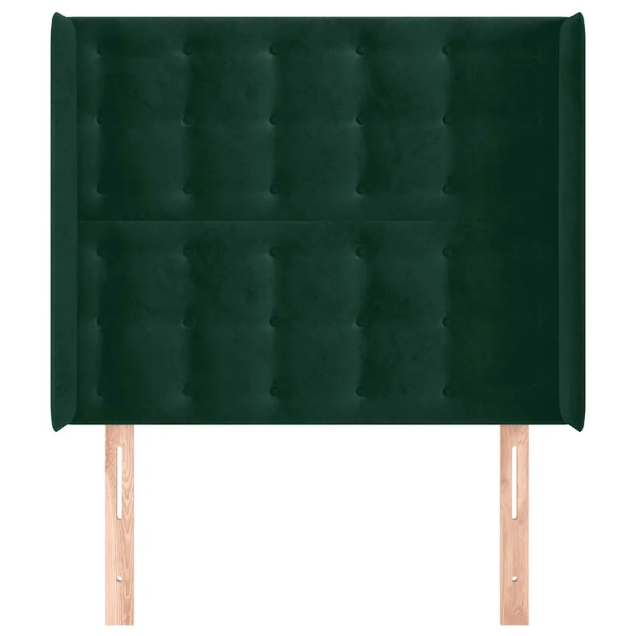 Tête de lit avec oreilles Vert foncé 93x16x118/128 cm Velours - 3