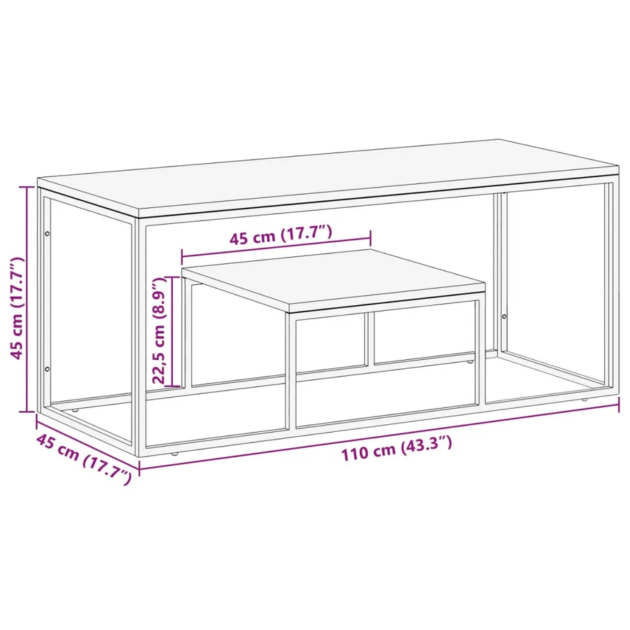 Table basse doré acier inoxydable et bois de mélèze massif - 8