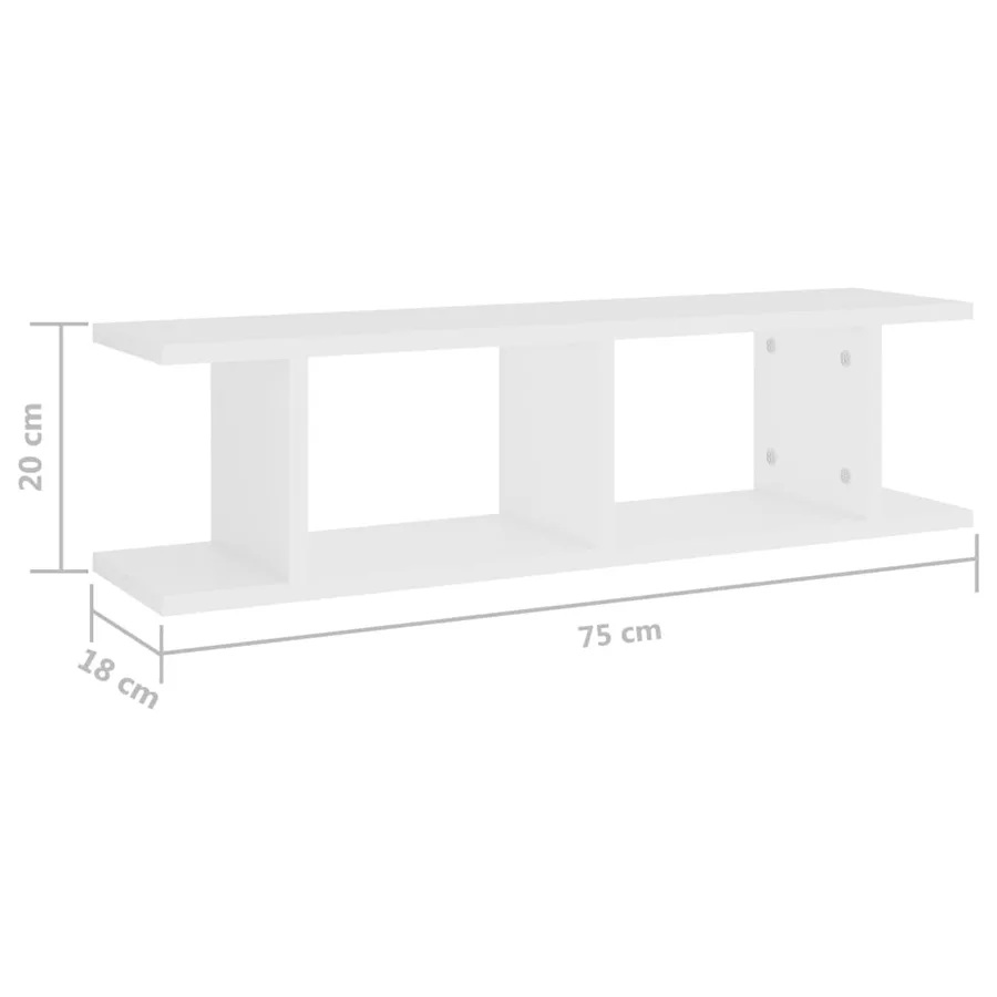 Étagères murales 2 pcs Blanc 75x18x20 cm bois d'ingénierie - 7