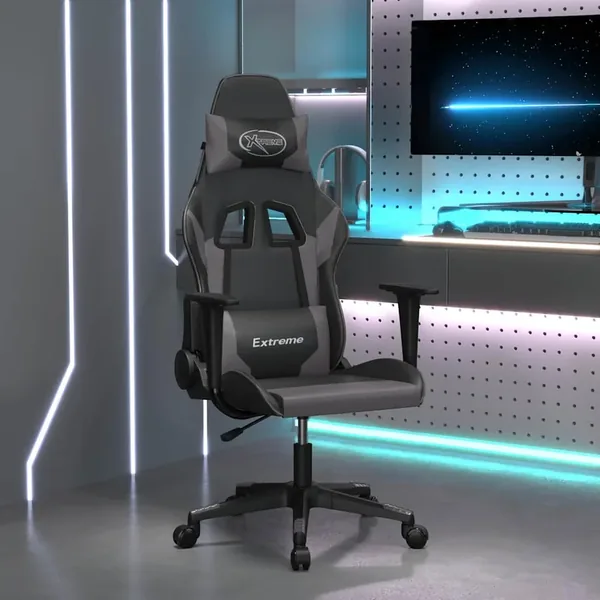 Chaise de jeu Noir et gris Similicuir