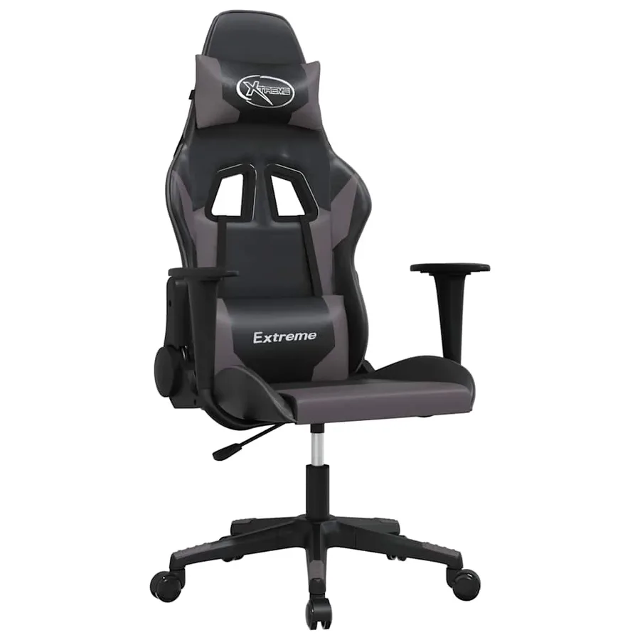 Chaise de jeu Noir et gris Similicuir - 2