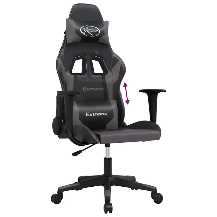 Chaise de jeu Noir et gris Similicuir - 7
