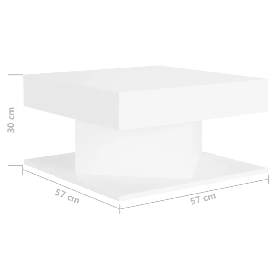 Table basse Blanc 57x57x30 cm Bois d'ingénierie - 5