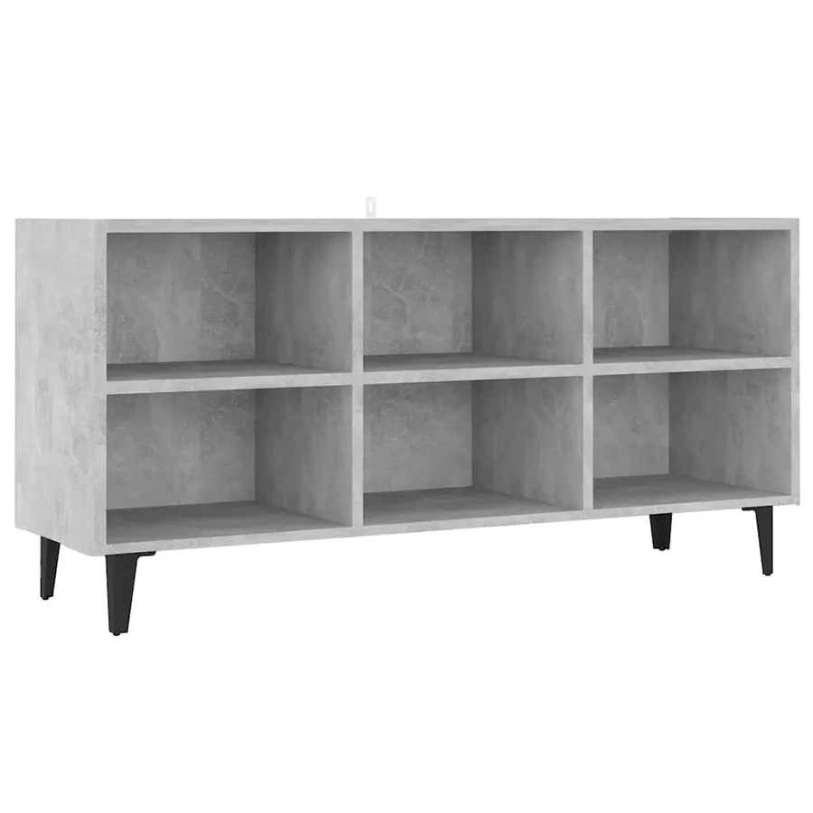 Meuble TV avec pieds en métal Gris béton 103,5x30x50 cm - 2