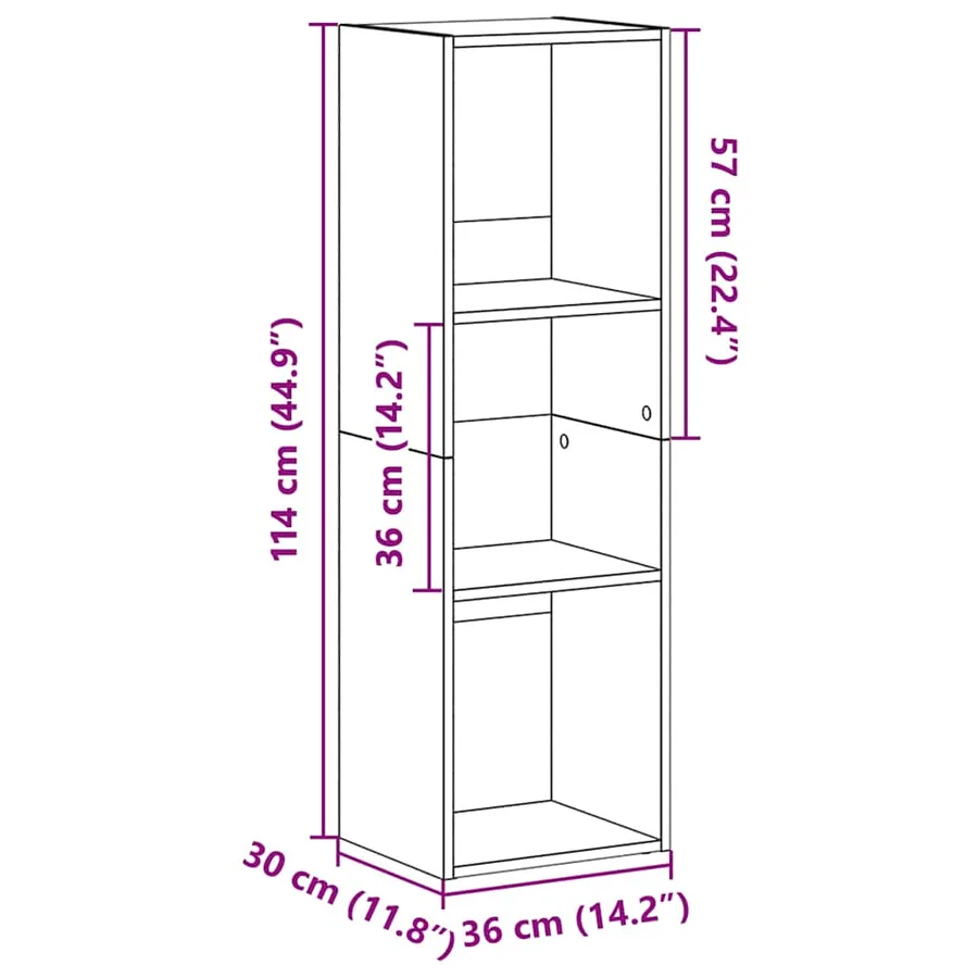 Bibliothèque/Meuble TV noir 36x30x114 cm bois d'ingénierie - 11