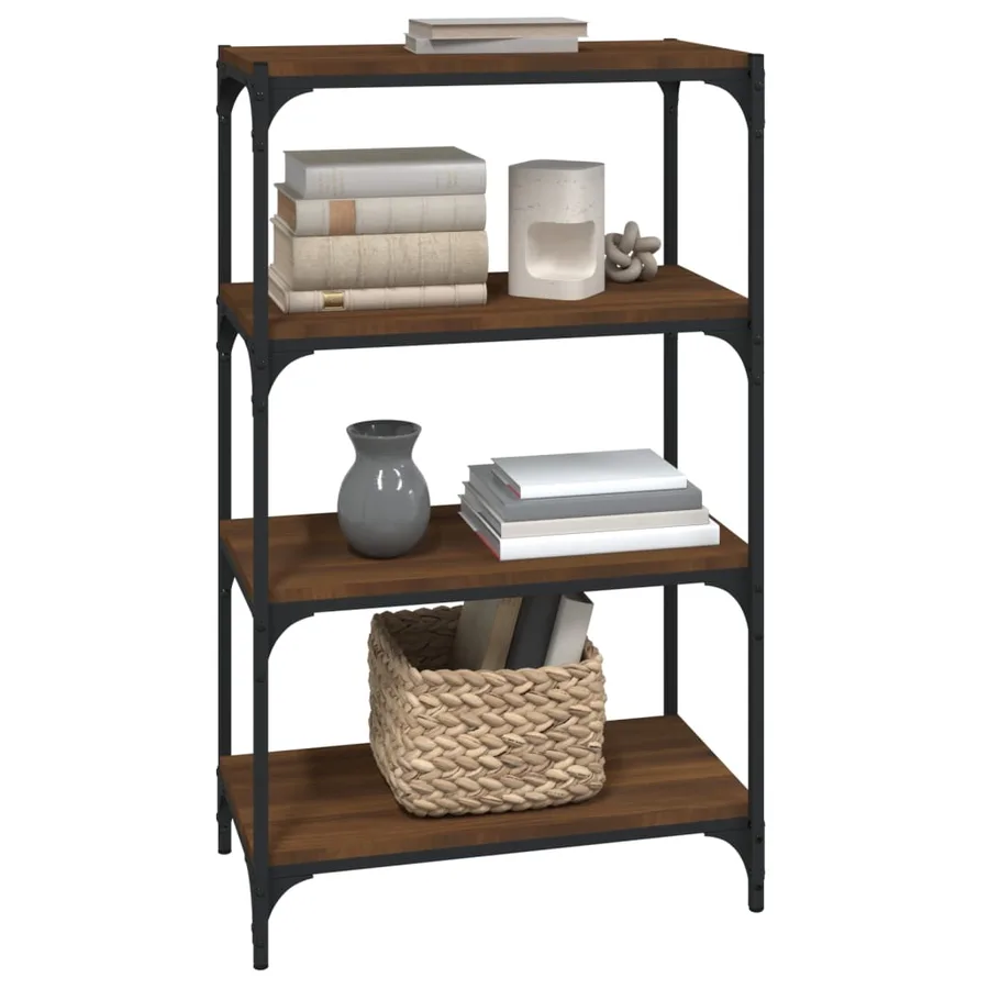 Bibliothèque Chêne brun 60x33x100 cm Bois d'ingénierie et acier - 4