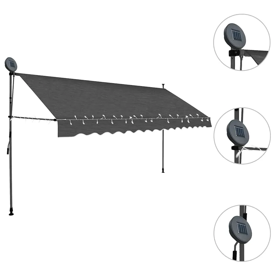Auvent manuel rétractable avec LED 400 cm Anthracite - 3