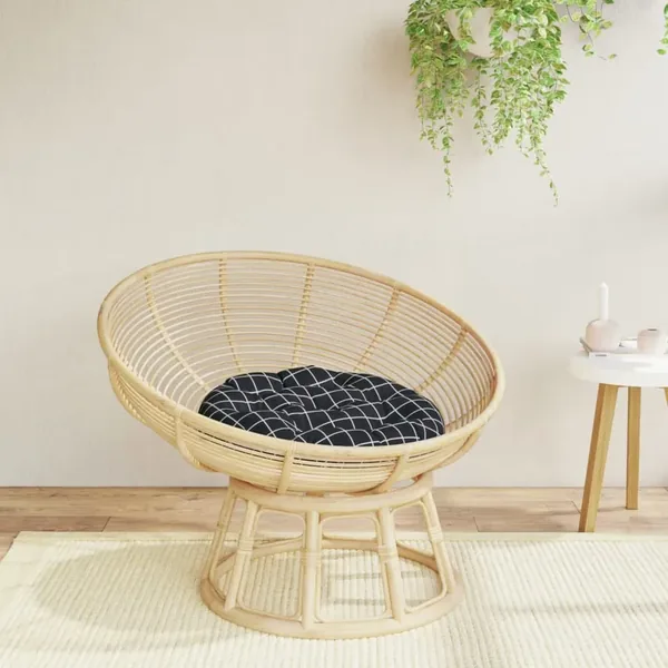 Coussin rond motif à carreaux noir Ø 60 x11 cm tissu oxford