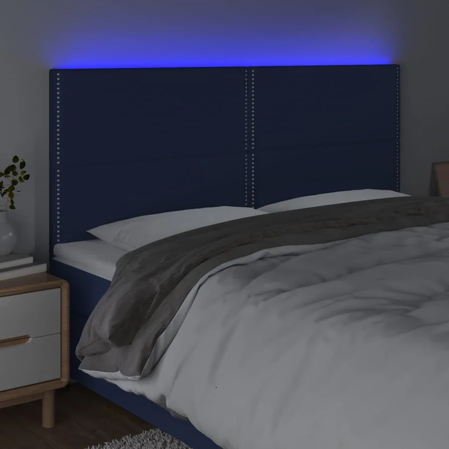 Tête de lit à LED Bleu 180x5x118/128 cm Tissu - 3
