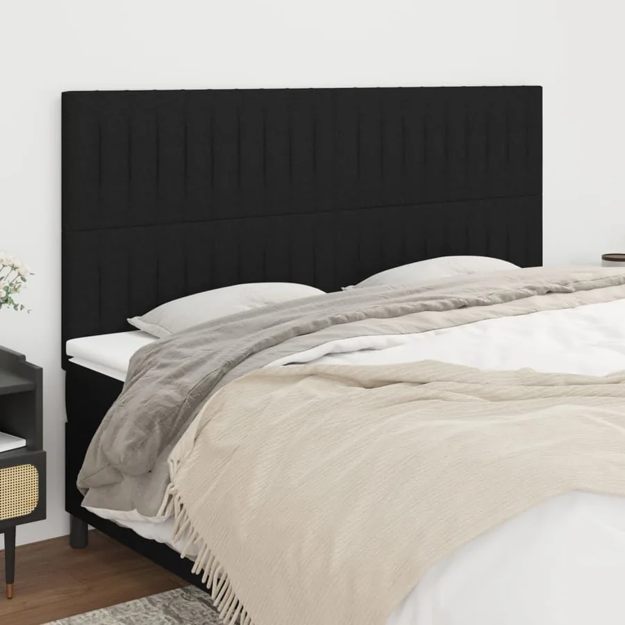 Tête de lit Noir 200x5x118/128 cm Tissu