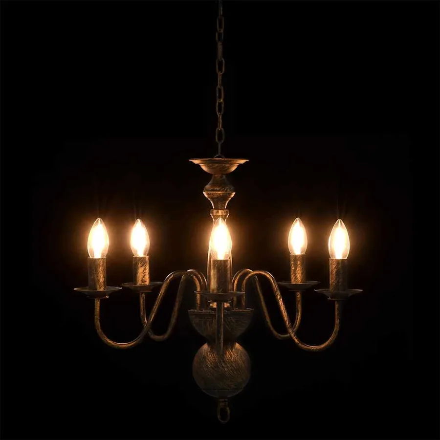 Lustre Noir antique 5 ampoules E14 - 5