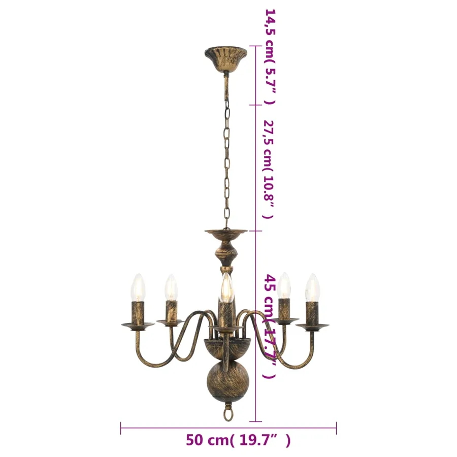 Lustre Noir antique 5 ampoules E14 - 6
