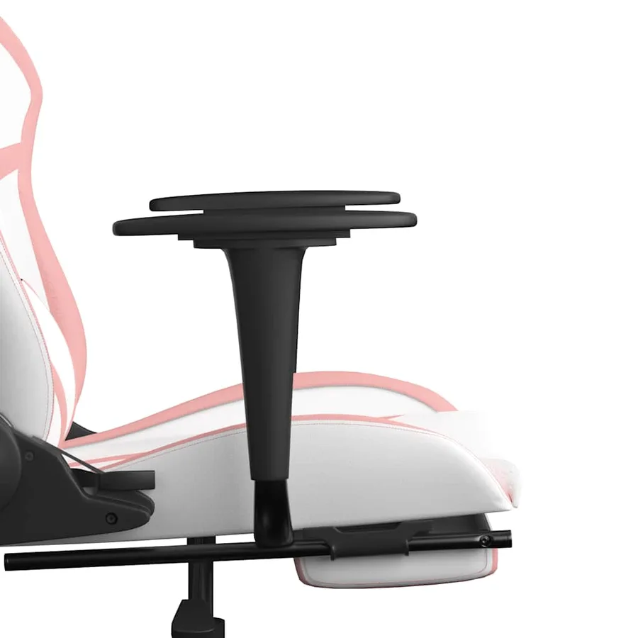 Chaise de jeu de massage avec repose-pied Blanc&Rose Similicuir - 11