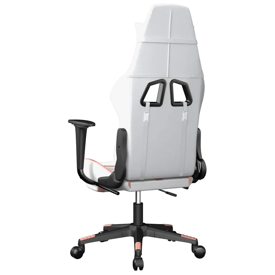 Chaise de jeu de massage avec repose-pied Blanc&Rose Similicuir - 6