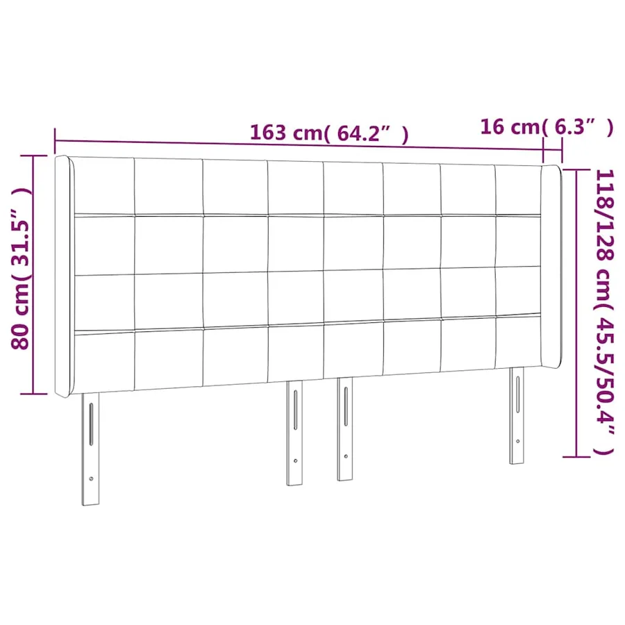 Tête de lit à LED Vert foncé 163x16x118/128 cm Velours - 7