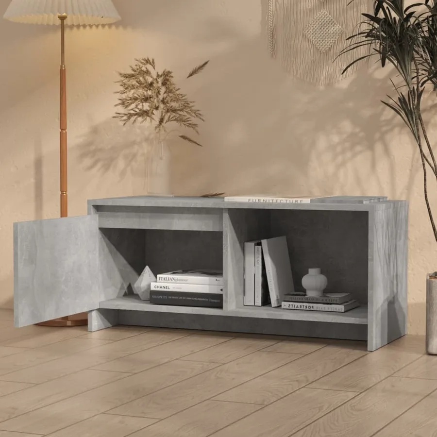 Meuble TV gris béton 90x35x40 cm bois d'ingénierie - 3