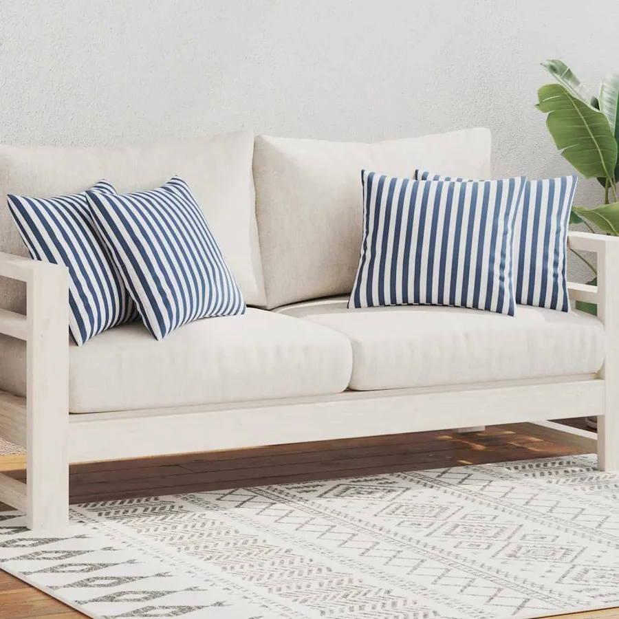 Oreiller d'extérieur lot de 4 Impression rayure 45 x 45 cm Bleu - 2