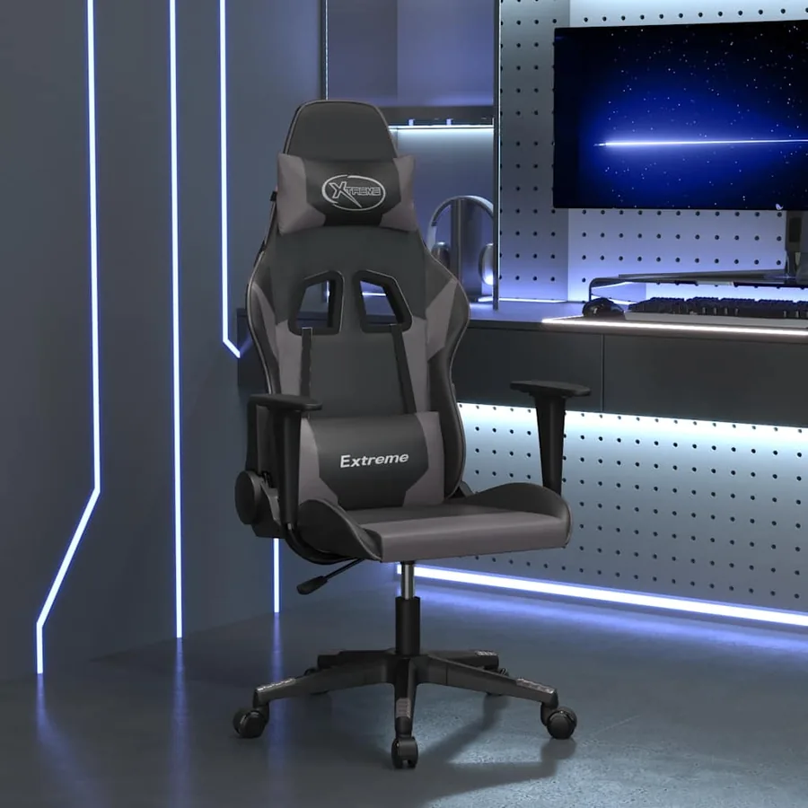 Chaise de jeu de massage Noir et gris Similicuir