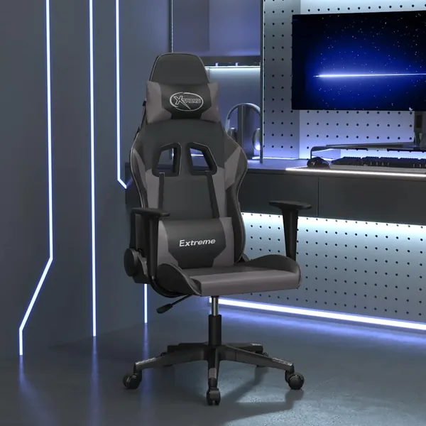 Chaise de jeu de massage Noir et gris Similicuir