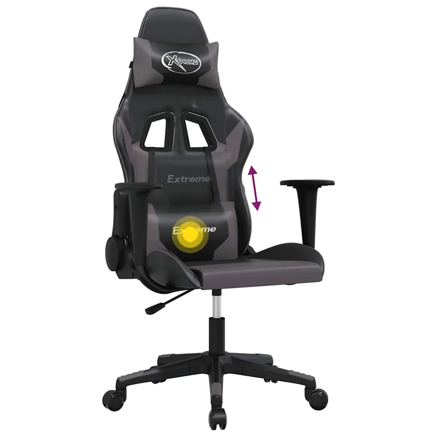 Chaise de jeu de massage Noir et gris Similicuir - 5