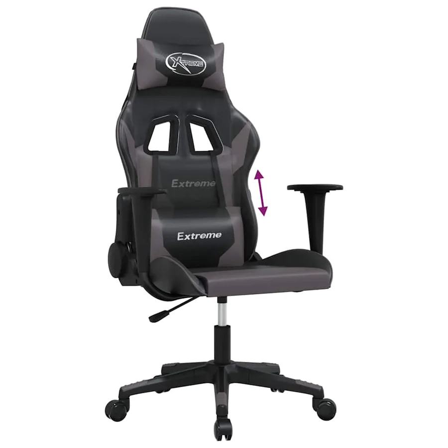 Chaise de jeu de massage Noir et gris Similicuir - 6
