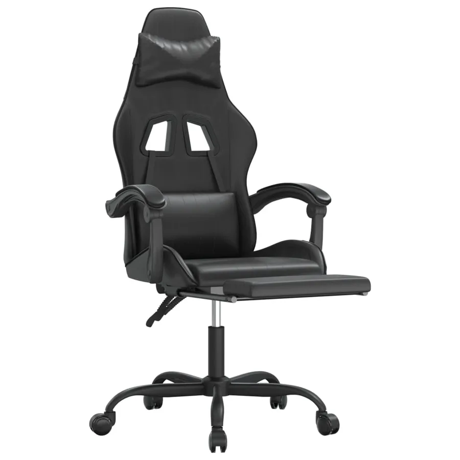 Chaise de jeu avec repose-pied Noir Similicuir - 6
