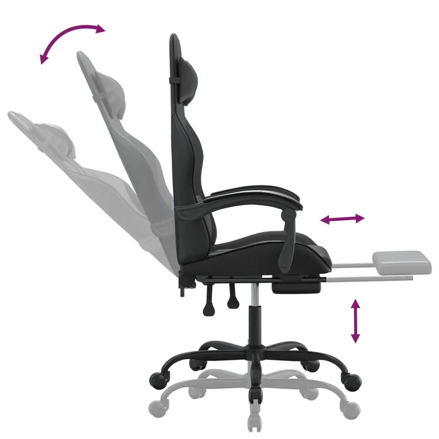 Chaise de jeu avec repose-pied Noir Similicuir - 7