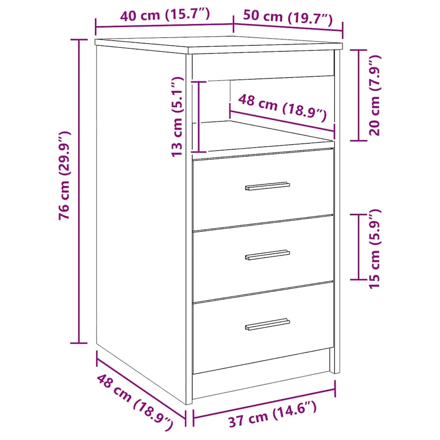 Armoire à tiroirs Blanc 40x50x76 cm Bois d'ingénierie - 6