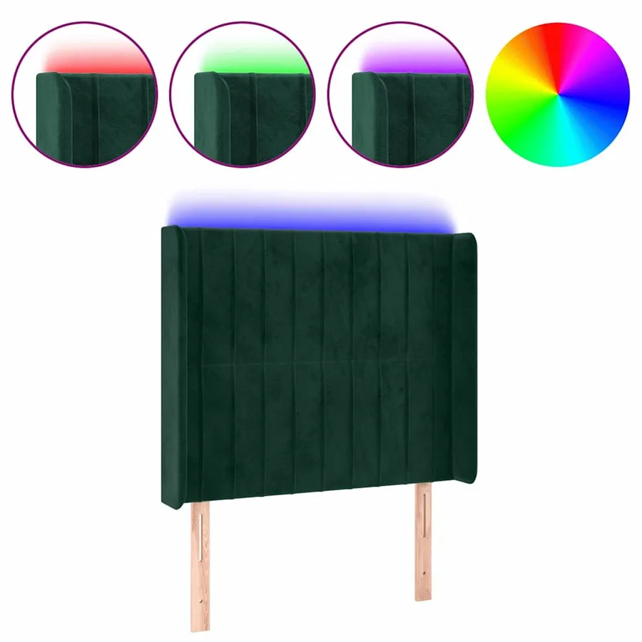 Tête de lit à LED Vert foncé 93x16x118/128 cm Velours - 2