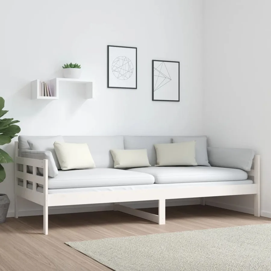 Lit de jour sans matelas blanc bois de pin massif 90x200 cm - 4