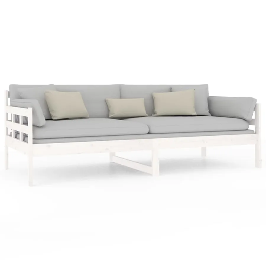 Lit de jour sans matelas blanc bois de pin massif 90x200 cm - 5