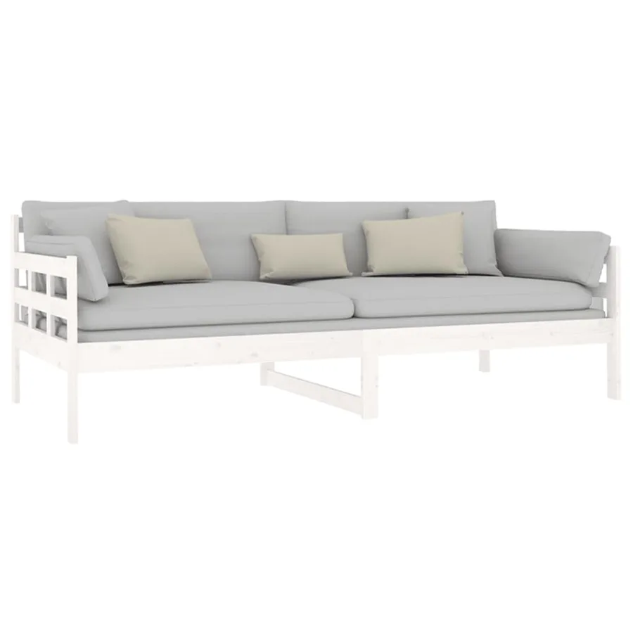 Lit de jour sans matelas blanc bois de pin massif 90x200 cm - 6