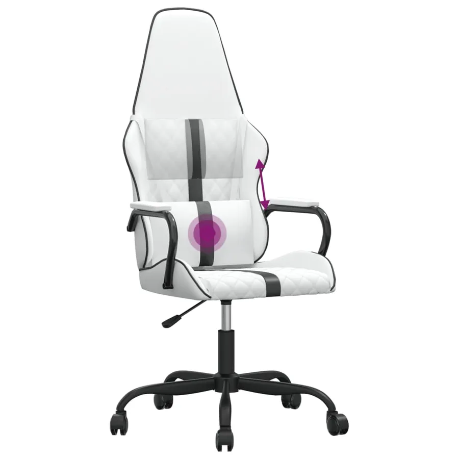 Chaise de jeu de massage Noir et blanc Similicuir - 7