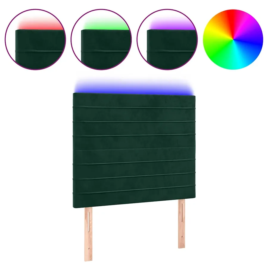 Tête de lit à LED Vert foncé 90x5x118/128 cm Velours - 2
