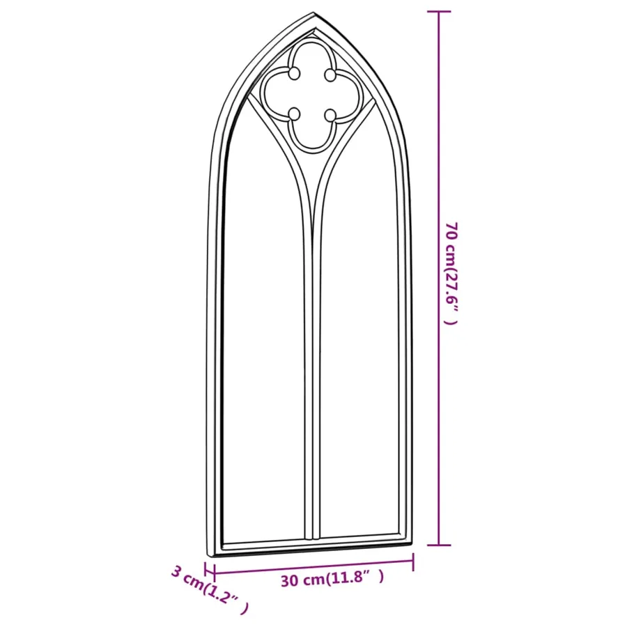 Miroir Noir 70x30 cm Fer pour utilisation à l'intérieur - 6