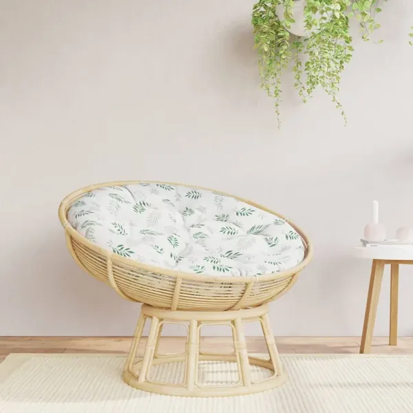 Coussin rond à motif de feuilles Ø 100 x11 cm tissu oxford