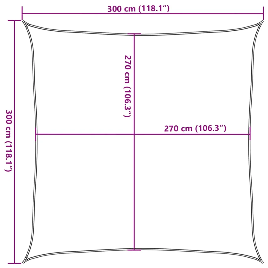 Voile d'ombrage 160 g/m² Orange 3x3 m PEHD - 10