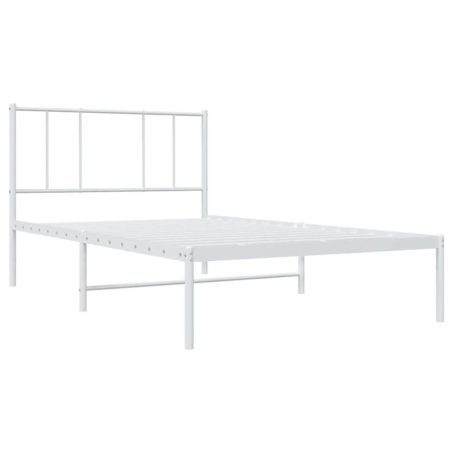 Cadre de lit métal sans matelas avec tête de lit blanc 75x190cm - 3