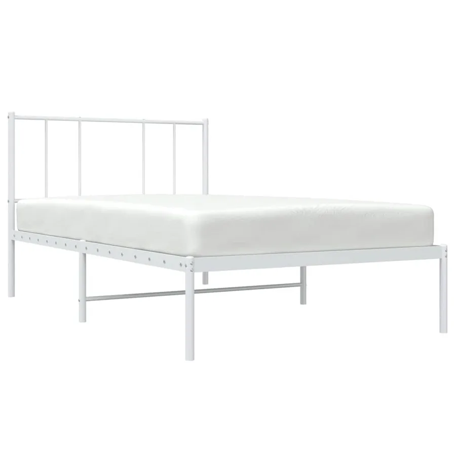 Cadre de lit métal sans matelas avec tête de lit blanc 75x190cm - 5