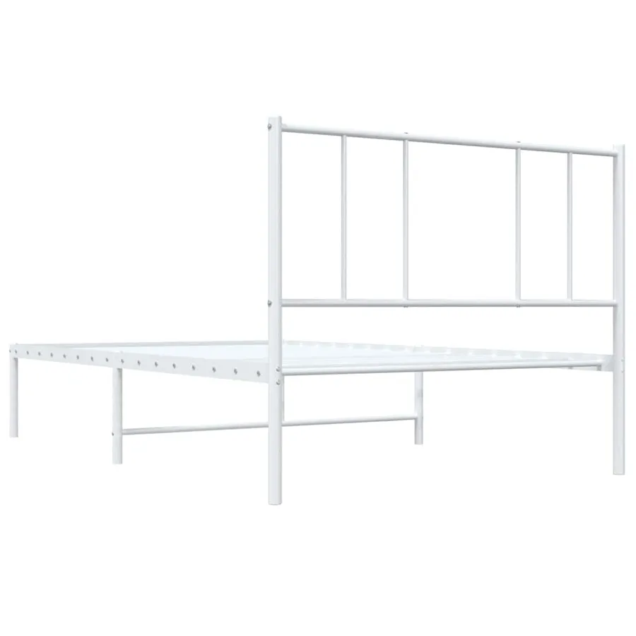 Cadre de lit métal sans matelas avec tête de lit blanc 75x190cm - 8
