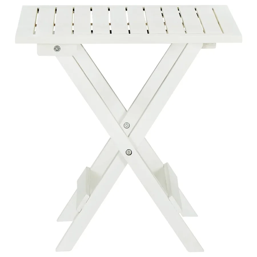 Table de bistro Blanc 46x46x47 cm Bois d'acacia massif - 3