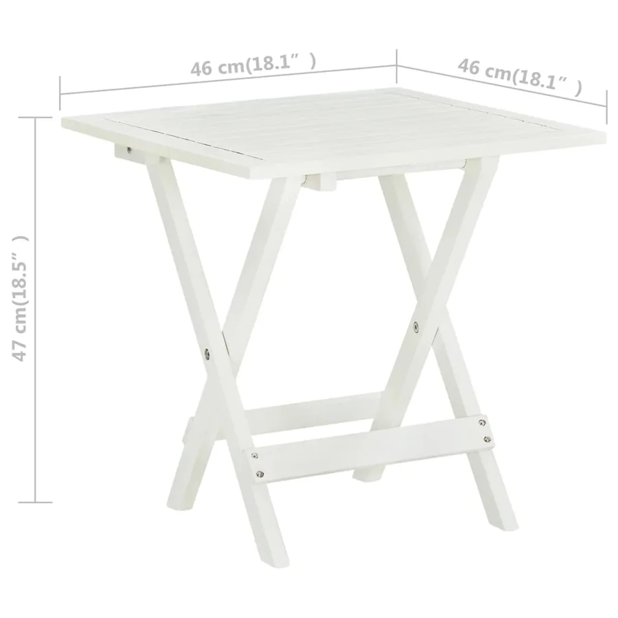 Table de bistro Blanc 46x46x47 cm Bois d'acacia massif - 8