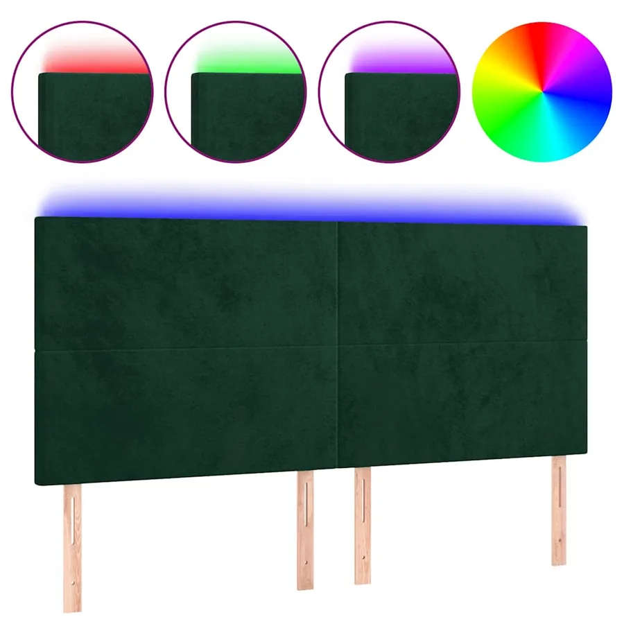 Tête de lit à LED Vert foncé 160x5x118/128 cm Velours - 2