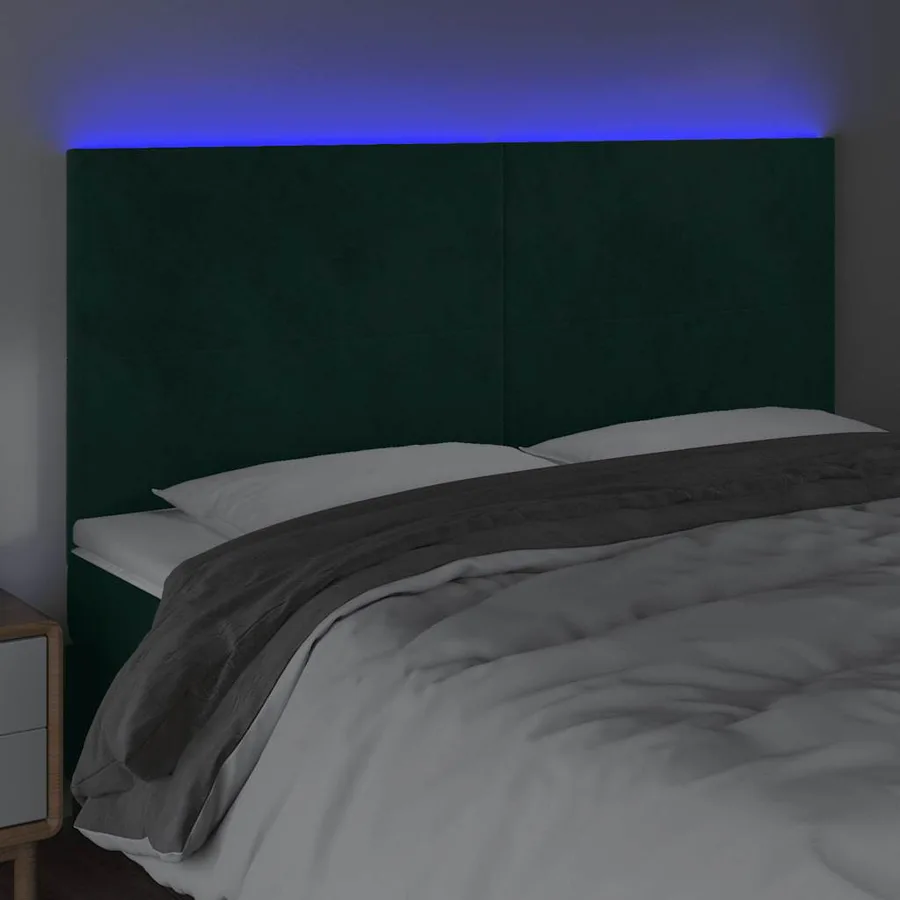 Tête de lit à LED Vert foncé 160x5x118/128 cm Velours - 3