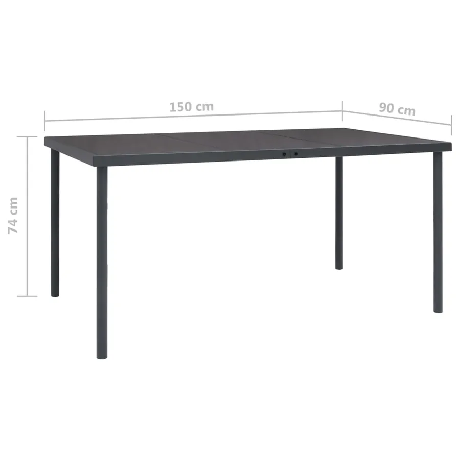 Table à dîner d'extérieur Anthracite 150x90x74 cm Acier - 6