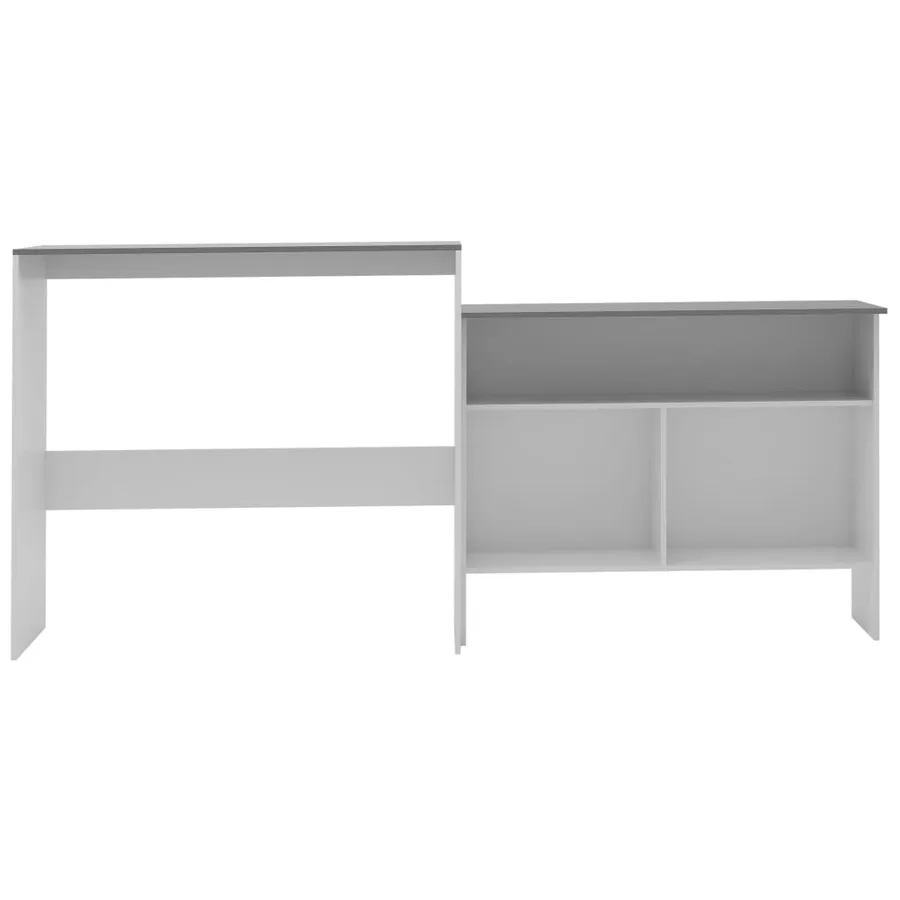 Table de bar avec 2 dessus de table Blanc et gris 130x40x120 cm - 3