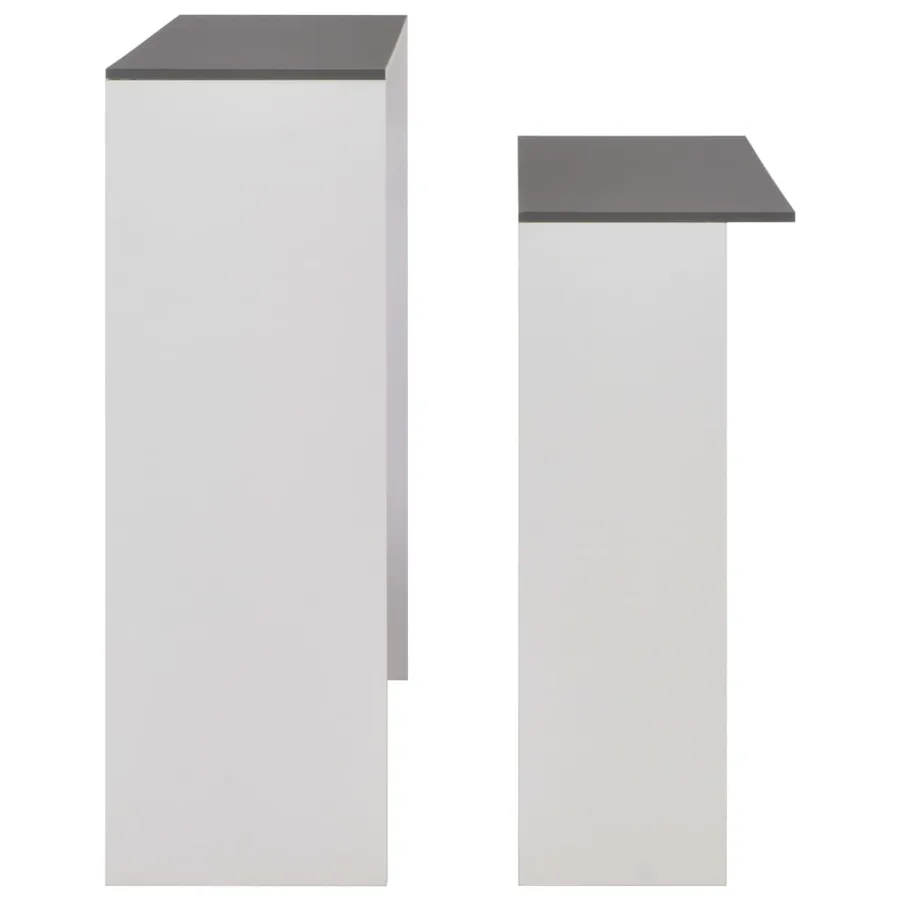 Table de bar avec 2 dessus de table Blanc et gris 130x40x120 cm - 6